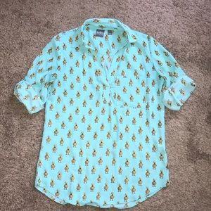 New York & co elbow sleeves medium collard shirt